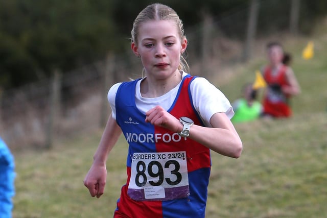 Moorfoot Runners under-11 Emma Moran finished 51st in 16:32 at Sunday's Borders Cross-Country Series junior race at Denholm