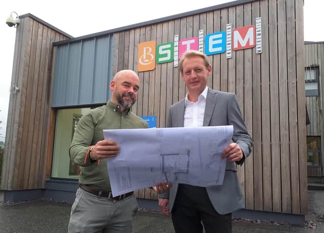 Architect Stuart Davidson and facilities manager Robert Hewitt at the STEM Hub in Hawick.