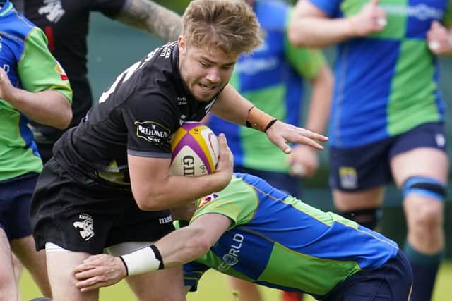 Southern Knights' Keiran Clark on the ball against Boroughmuir Bears at Meggetland in Edinburgh at the end of May (Photo by Simon Wootton/SNS Group/SRU)