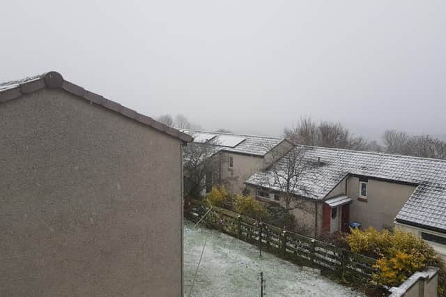 Light snow is falling in Galashiels at the moment, with more expected later.