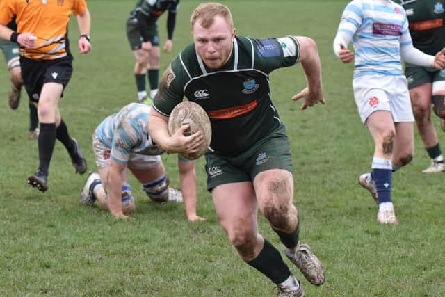 Gareth Welsh on his way to scoring a try for Hawick away to Edinburgh Academical on Saturday (Pic: Malcolm Grant)