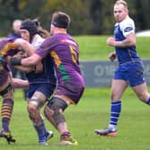 Blake Roff on the attack for Jed-Forest during their 41-31 loss at home at Riverside Park to Marr on Saturday (Photo: Alwyn Johnston)
