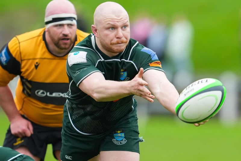 Hawick scrum-half Gareth Welsh getting a pass away during their 26-24 Scottish Premiership play-off final loss at home to Currie Chieftains at Mansfield Park on Saturday (Photo by Simon Wootton/SNS Group/SRU)