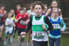 Gala Harrier Charlie Dalgliesh, finishing the junior race in 10:58, was second in the class for boys aged 10 or 11 (Photo: Bill McBurnie)