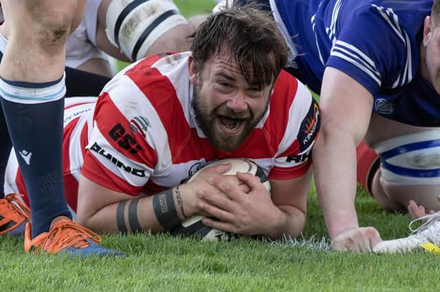 Hawick's Shawn Muir, a try-scorer for South of Scotland against Edinburgh last week, carries on as captain versus Caledonia Reds this weekend (Photo: Brian Sutherland)