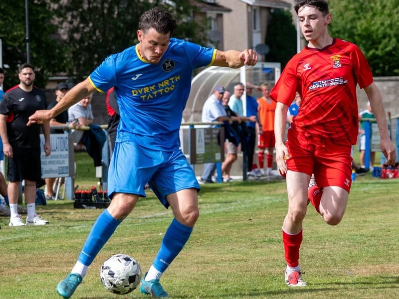Crossgates Primrose in possession during their 0-0 draw hosting Coldstream in East of Scotland Football League division one on Saturday (Photo: Paul Johnston/PJ Football Photography)