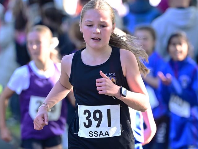 Melrose Primary School’s Georgie Graham at 2026’s Scottish Schools Athletics Association road-race championships, held in Fife this month (Photo: Neil Renton)