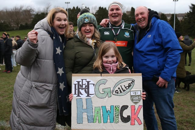 Hawick club captain Matt Carryer with wife Chelsey, dad Mark and other family members