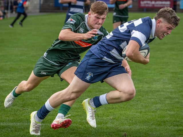 Heriot’s in possession during their 80-13 win at home to Hawick in Edinburgh on Saturday (Photo: Jonathan Cruickshank)