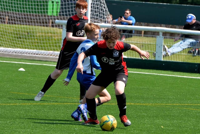 Boys from Earlston and Tweedbank playing at Sunday's children's football festival at Galashiels