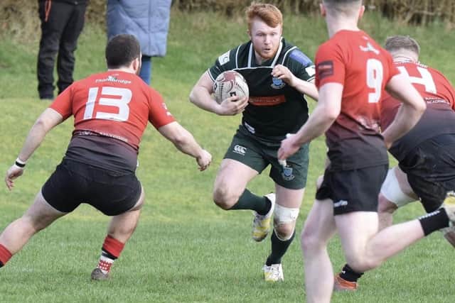 Charlie Welsh on the ball for Hawick against Glasgow Hawks at the weekend (Pic: Malcolm Grant)
