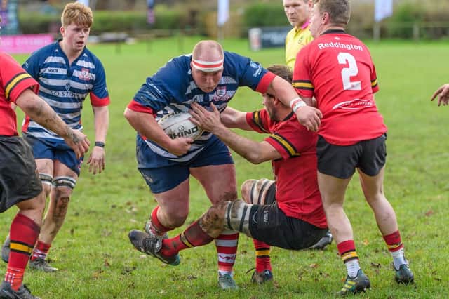 Matt Carryer in action for Peebles as they beat Stewart's Melville 25-23 at home at the Gytes on Saturday (Pic: Peebles RFC)