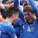 Murray Davidson of St Johnstone celebrating after his side defeated Hibernian 1-0 during the Scottish Cup final at Hampden Park on May 22 in Glasgow (Photo by Ian MacNicol/Getty Images)