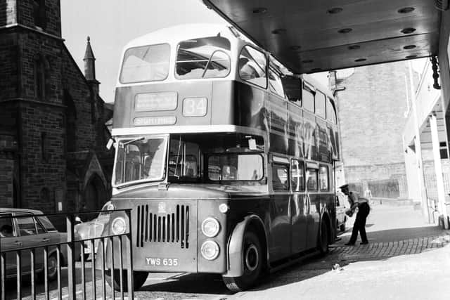 A No 34 Corporation bus crashed into the canopy of the Palais De Danse at Fountainbridge Edinburgh in July 1971  Pic Ian Brand