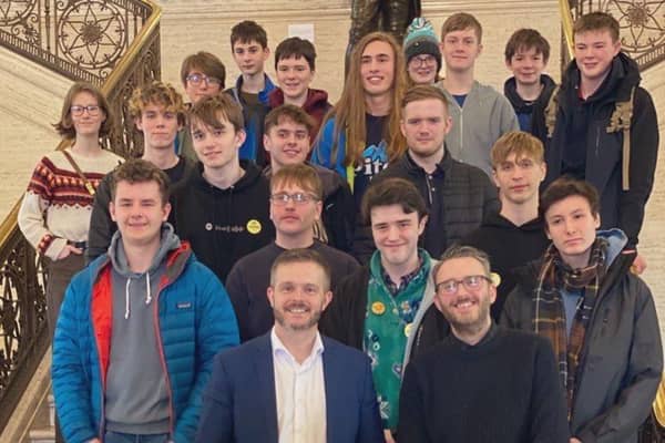 Peebles High School pupils on their trip to the Northern Ireland Assembly.