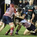 Jae Linton in possession during Hawick's 38-7 Border League win away to Peebles at the Gytes on Friday (Photo: Malcolm Grant)