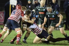 Jae Linton in possession during Hawick's 38-7 Border League win away to Peebles at the Gytes on Friday (Photo: Malcolm Grant)