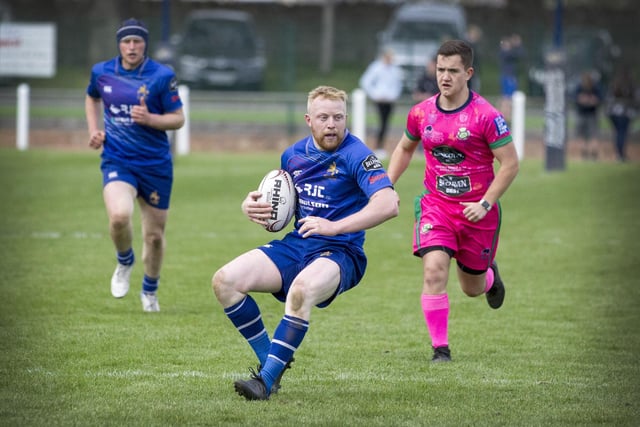 Jed-Forest's Rory Marshall in action at Selkirk Sevens on Saturday