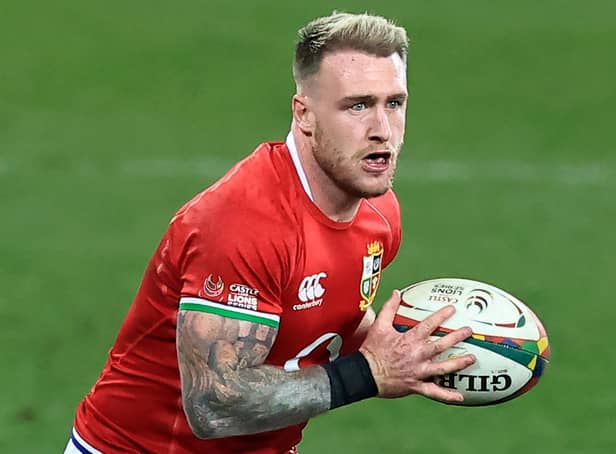 Stuart Hogg playing for the British and Irish Lions during their first test match against South Africa last Saturday (Photo by David Rogers/Getty Images)