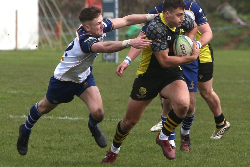 Donald Crawford on the ball for Melrose during their 26-21 Berwick Sevens semi-final win against Jed-Forest on Sunday