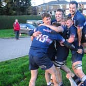 Selkirk players celebrate last try (Pic Grant Kinghorn)