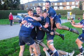 Selkirk players celebrate last try (Pic Grant Kinghorn)