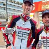 Steve Kershaw, left, and Ryan Charlwood celebrating their podium place at Brands Hatch (Pic: Kershaw Racing)