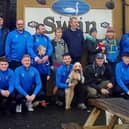 Players and officials at Earlston Rhymers taking part in a fundraising walk in memory of former player and manager Robert Carlyle, alias Kay, on Sunday (Pic: Earlston Rhymers)