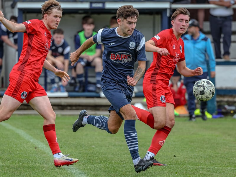 Kyle Kivlichan on the ball for Vale of Leithen during their 3-2 defeat hosting Hawick Royal Albert on Saturday (Photo: Hilary Isaac)