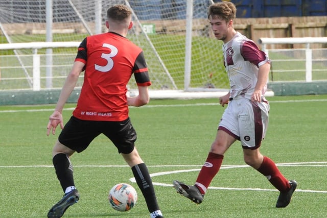 Langlee Amateurs losing 5-1 to Kirkfield United on Saturday in 2024's South of Scotland Amateur Cup final at Netherdale in Galashiels (Photo: Grant Kinghorn)