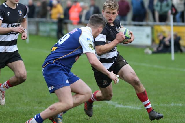 Kelso on the attack during their 30-21 win versus Jed-Forest at home at Poynder Park on Saturday (Photo: Brian Sutherland)