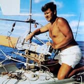Chay Blyth checking the self-steering gear, onboard the 59ft ketch 'British Steel' in 1970/71 during his record breaking non-stop sail westwards around the world against the prevailing winds and currents.