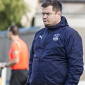 Then Vale of Leithen manager Michael Wilson watching his team being beaten 9-0 by fellow East of Scotland Football League premier division outfit Tynecastle in their South Challenge Cup second-round tie on Saturday (Photo: Bill McBurnie)
