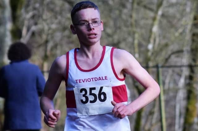 Thomas MacAskill on his way to winning the senior men's race, in 42:20, at 2022's Teviotdale Harriers club championships (Photo: Alex Corbett)