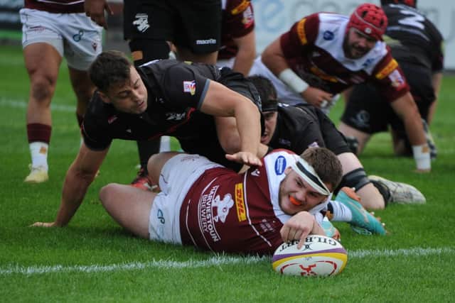 Watsonians scoring a try against Southern Knights on Friday (Pic: SRU)