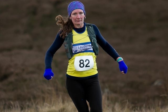 Naomi Dijkman taking part in 2024's Feel the Burns hill race at Selkirk on Sunday