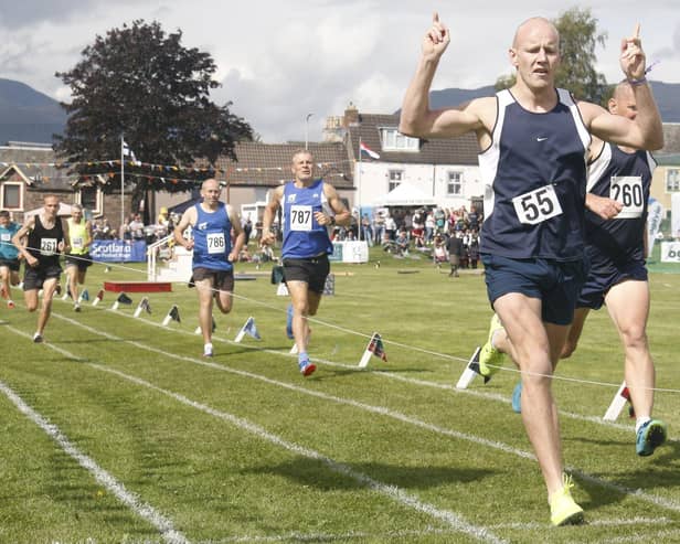 Hawick's Mark Young wins 800m open race at Crieff Highland Gathering (Pic by Sharon Beveridge)