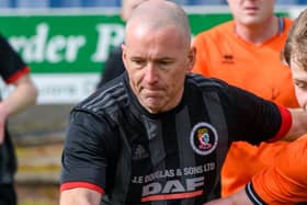 Nicky Gordon, pictured in previous action, scored three goals for Duns Amateurs during their 6-0 win hosting Leithen Rovers at New Hawthorn Park on Saturday (Photo: Alan Raeburn)