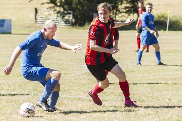 Ancrum centre-back Keith Chapman in action against Gala Hotspur on Saturday (Photo: Bill McBurnie)