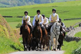 Hawick Cornet Euan Robson leads a rideout on the way to Roberton in the run-up to Friday's Common Riding. Photo: Grant Kinghorn.