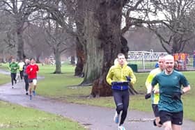 Runners in Haylodge Park. When you need to go, you need to go.
