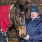 Hawick racehorse trainer Donald Whillans with another of his horses, Stolen Money (Photo: Bill McBurnie)