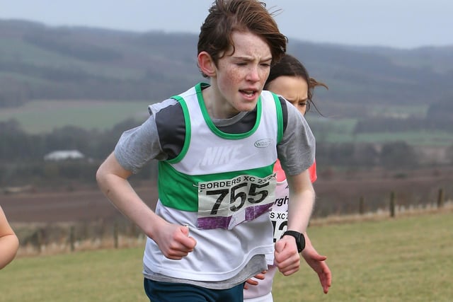 Angus McCarthy finished 25th in 14:59 at Sunday's Borders Cross-Country Series junior race at Denholm