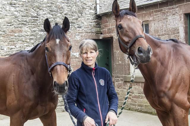 Lilliesleaf racehorse trainer Jackie Stephen is hoping Lock Down Luke, right, will make her day at Kelso on Sunday (Photo: Bill McBurnie)
