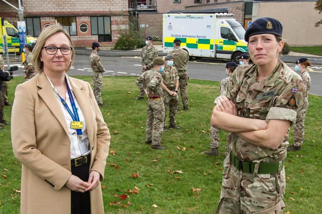 Sarah Horan, director of nursing at the NHS Borders with Captain Emily Palmer. Photo: Bill McBurnie.