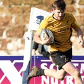 Currie Chieftains scrum-half Gregor Christie, pictured playing away to Ayr in March, has been selected for this rugby season’s South of Scotland training squad after previously representing Edinburgh (Photo: Ewan Bootman/SNS Group/SRU)