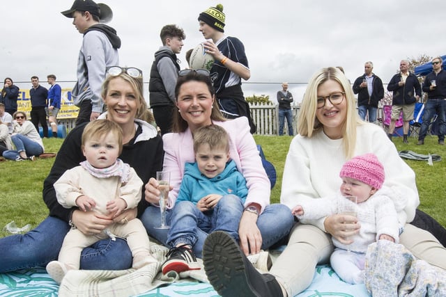 These three mums and their bairns travelled up from Jedburgh to enjoy Earlston 7s