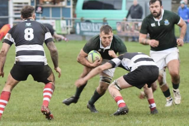 Dalton Redpath in possession during Hawick's 28-20 win against Kelso away at Poynder Park on Saturday (Photo: Malcolm Grant)