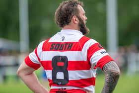 Bruce McNeil during South of Scotland's 32-30 loss to Caledonia Reds in last May's Scottish inter-district championship final at Braidholm in Glasgow, playing at No 8 that time round rather than No 6 (Photo: Bryan Robertson)