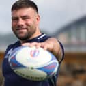 Loosehead prop Rory Sutherland at August's pre-Rugby World Cup Scotland squad announcement at South Queensferry (Photo by Ian MacNicol/Getty Images)